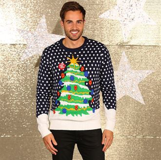 3D Christmas tree knitted jumper with lights