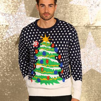 3D Christmas tree knitted jumper with lights