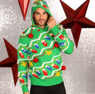 3D Decorated knitted hooded jumper with pom poms