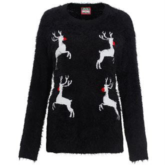 Women’s reindeer eyelash yarn knitted jumper