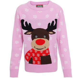 Girls reindeer knitted jumper